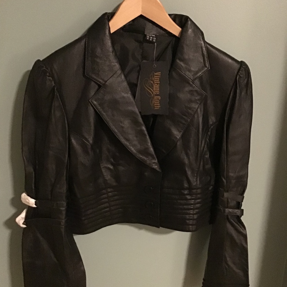 Genuine Leather Moto Cropped Jacket